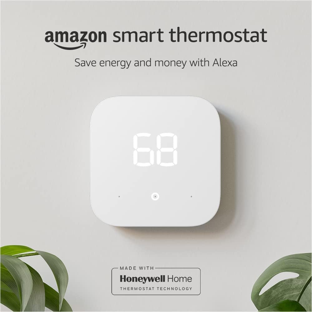 Amazon Smart Thermostat – Save money and energy - Works with Alexa and Ring - C-wire required