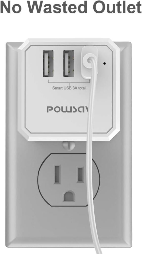 Multi Plug Outlet, Outlet expanders, POWSAV USB Wall Charger with 3 USB Ports(Smart 3.0A Total) and 3-Outlet Extender with 3 Way Splitter, No Surge Protector for Cruise Ship, Home, Office, ETL Listed