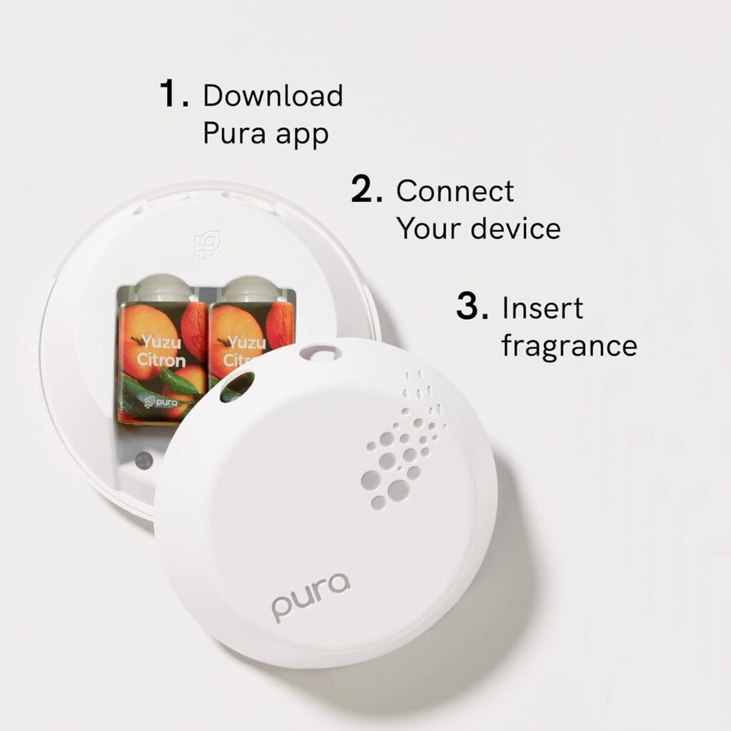 Pura - Smart Home Fragrance Device Starter Set V3 - Scent Diffuser for Homes, Bedrooms  Living Rooms - Includes Fragrance Aroma Diffuser  Two Fragrances - Abbott