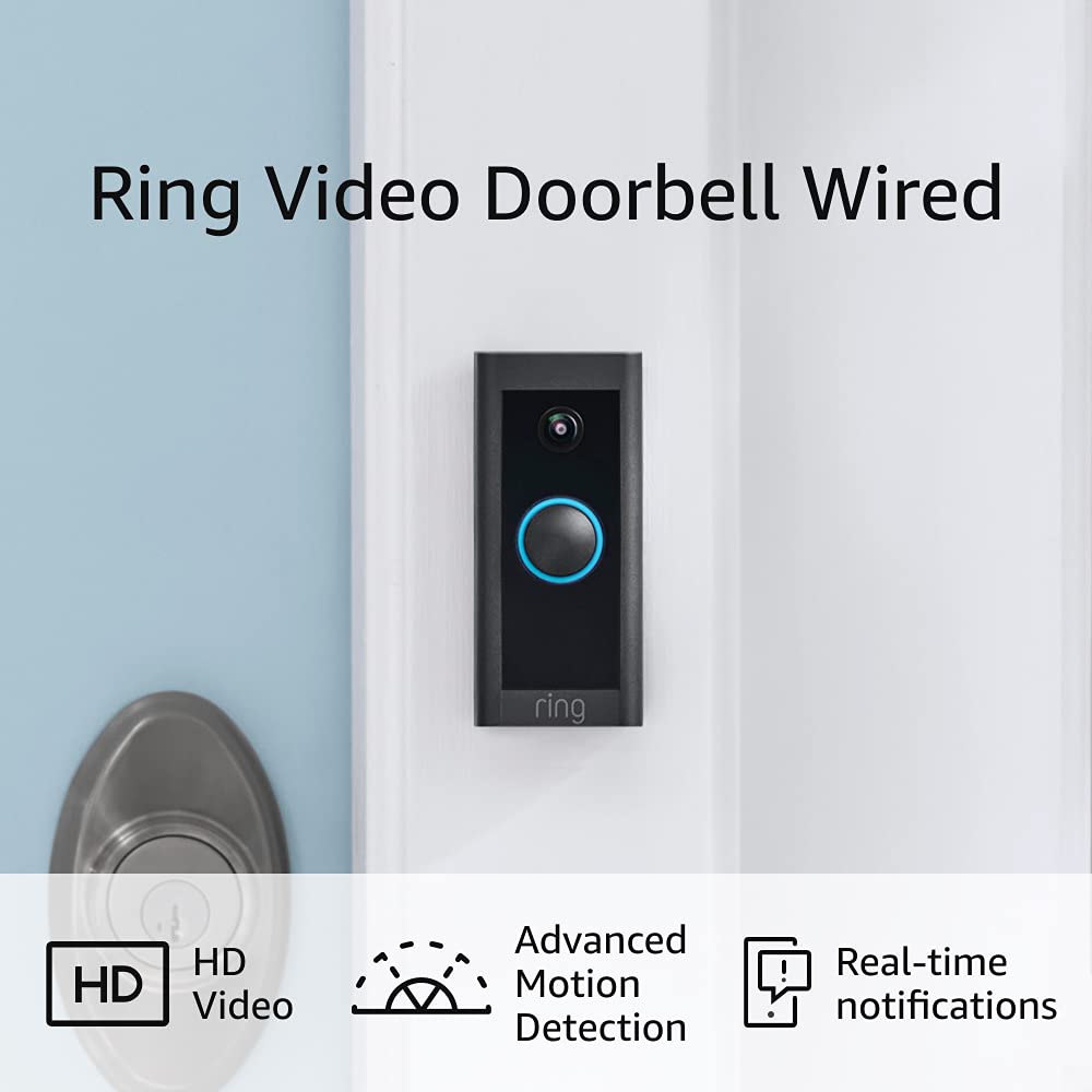 Ring Video Doorbell Wired – Convenient features in a compact design, pair with Ring Chime to hear audio alerts in your home (existing doorbell wiring required)