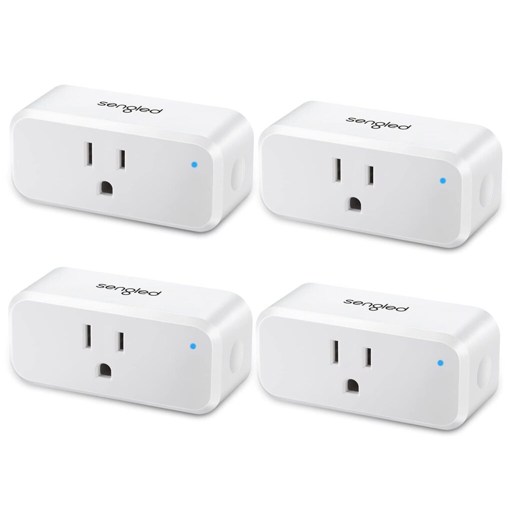 Sengled Smart Plug, S1 Auto Pairing with Alexa Devices, Energy Monitoring, Smart Outlet Remote Control, 15A Smart Socket, 1800W, Timer  Schedule, Bluetooth Mesh Smart Home, No Hub Required, 4-Pack