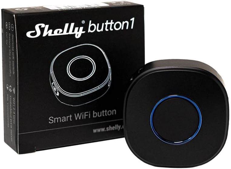 Shelly Button 1 Black | Wi-Fi Action and Scenes Activation Button | Home Automation | iOS Android App | LED Indication | Remotely Control and Activate/Deactivate Different Devices | Control Lights