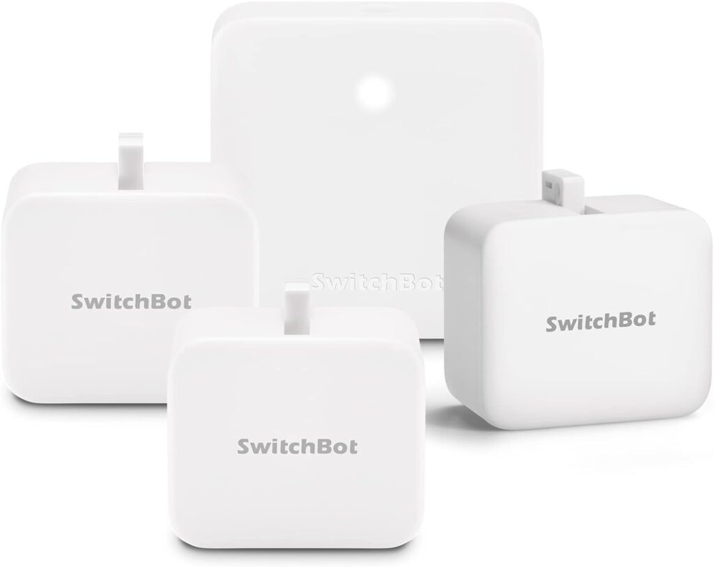 SwitchBot Bot 3Pack with Hub Mini - Smart Switch Button Pusher, Wireless App  Timer Control, Compatible with Alexa, Google Home, IFTTT, Easy to Use, Smart Light Control Set（White）