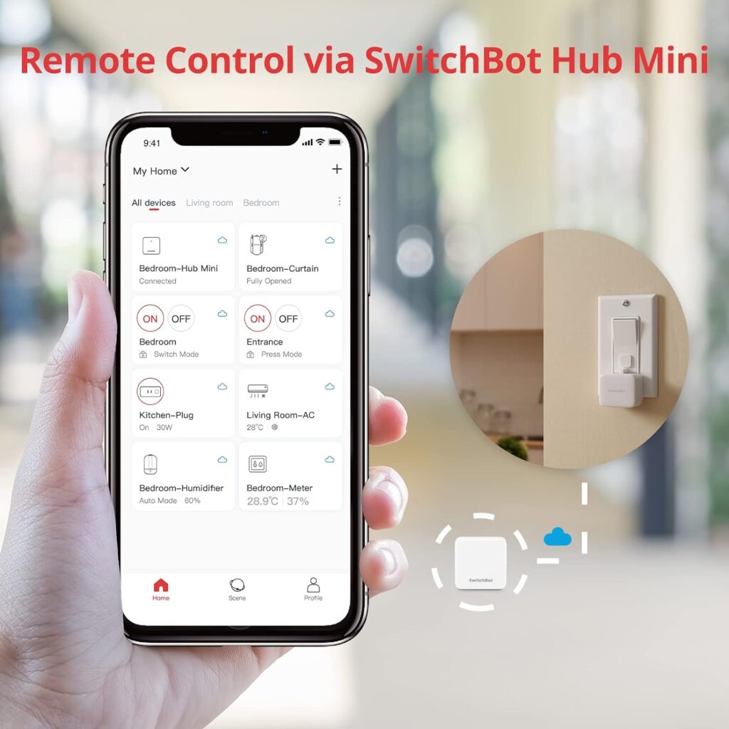 SwitchBot Bot 3Pack with Hub Mini - Smart Switch Button Pusher, Wireless App  Timer Control, Compatible with Alexa, Google Home, IFTTT, Easy to Use, Smart Light Control Set（White）