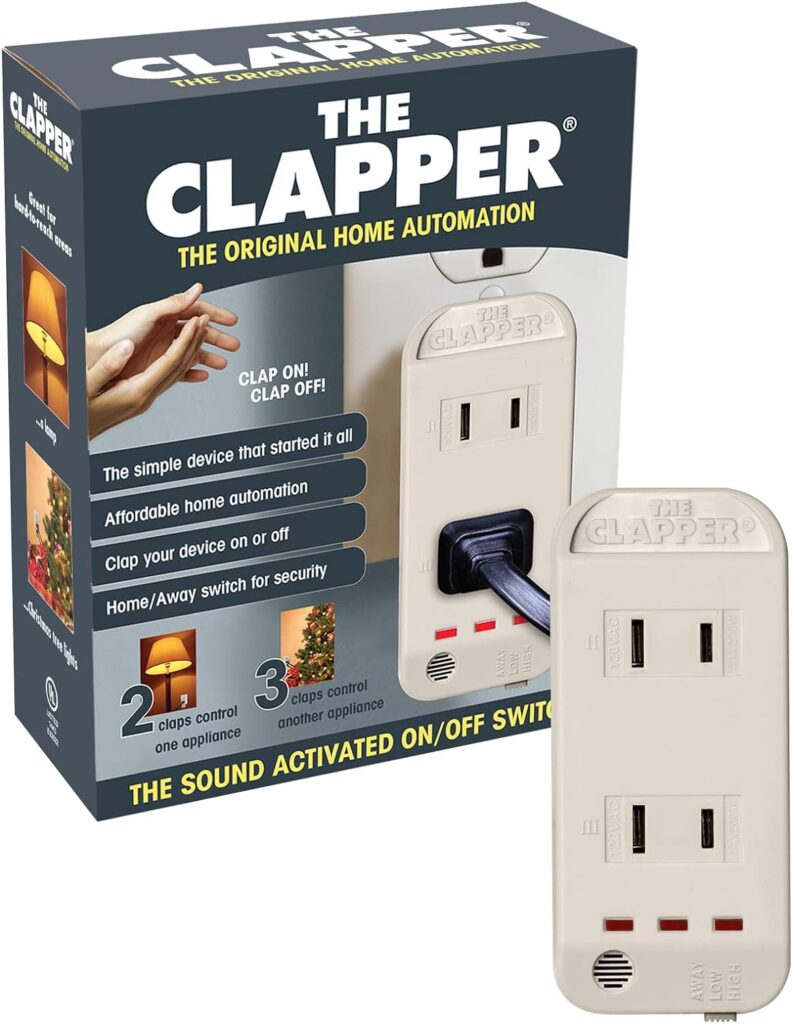 The Clapper, The Original Home Automation Sound Activated Device, On/Off Light Switch, Clap Detection - Kitchen Bedroom TV Appliances - 120v Wall Plug Smart Home Technology, As Seen On TV Home Gift