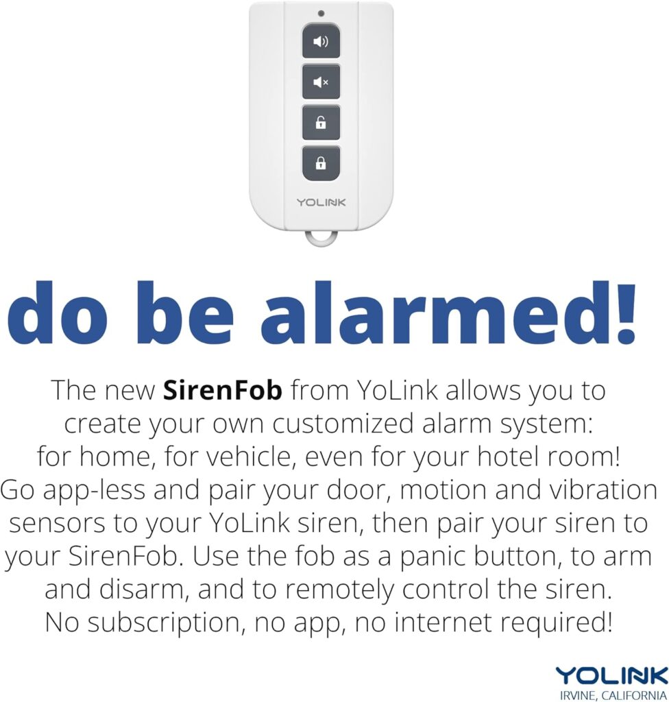 YoLink Outdoor Security Siren  Smart Alarm Controller Kit - Loud 110 dB, Wireless, Battery-Powered, 1/4 Mile Range, Android-iOS App, Alexa, Google, IFTTT, Home Assistant, Hub Required!