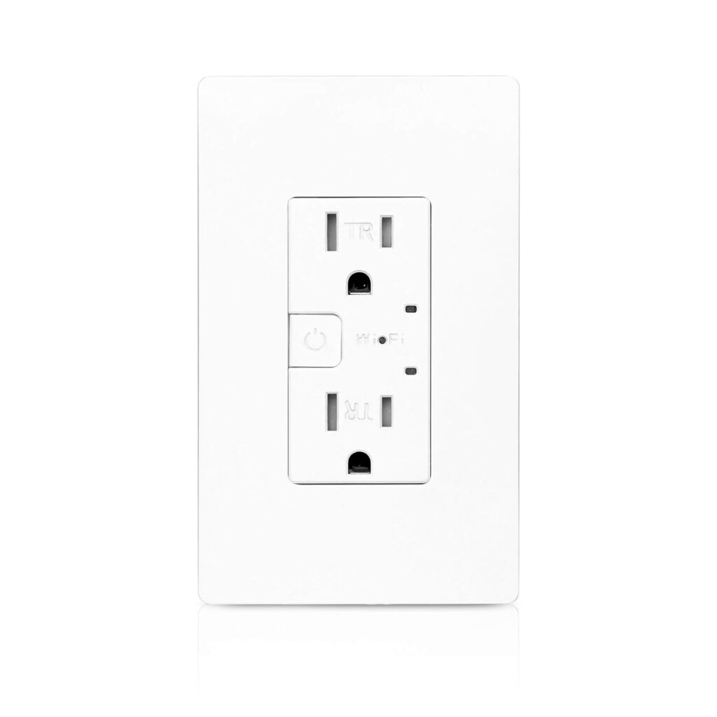 Smart Wall Outlet, Smart Wireless Tamper Resistant Outlet Compatible with Alexa and Google Assistant, Remote Control, ETL FCC Approvel Samrt Receptacle, Requires 2.4 GHz Wi-Fi, No Hub Required