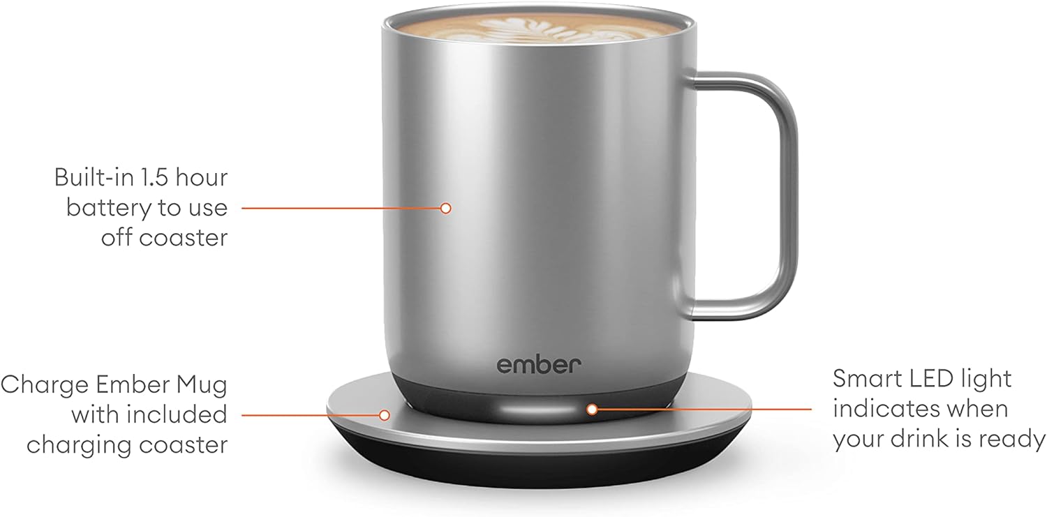 Ember Temperature Control Smart Mug 2, 14 Oz, App-Controlled Heated Coffee Mug with 80 Min Battery Life and Improved Design, Black